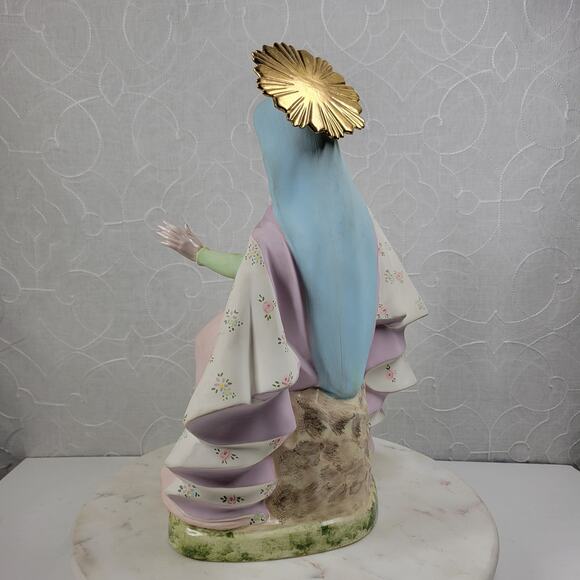 Vintage Crowned Holy Mary Baby Jesus Statue 12" Pink Ceramic‎ Madonna Bea Cox - Picture 6 of 16